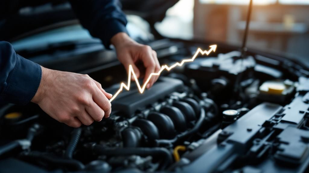 A lifeline graphically connected to a car engine illustrating maintenance A lifeline graphically connected to a car engine illustrating maintenance